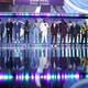 Top prospects gather on the stage during the first round of the NFL football draft Thursday, April 28, 2022, in Las Vegas.